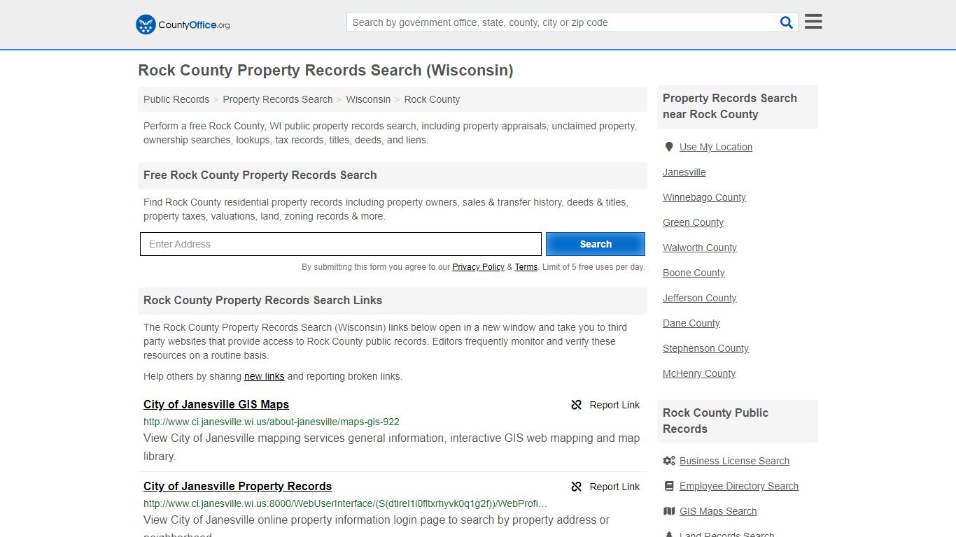 Property Records Search - Rock County, WI (Assessments ...